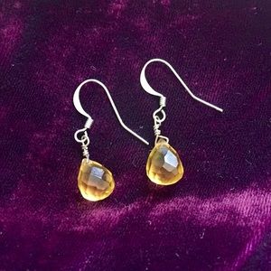 Faceted yellow glass drop earrings